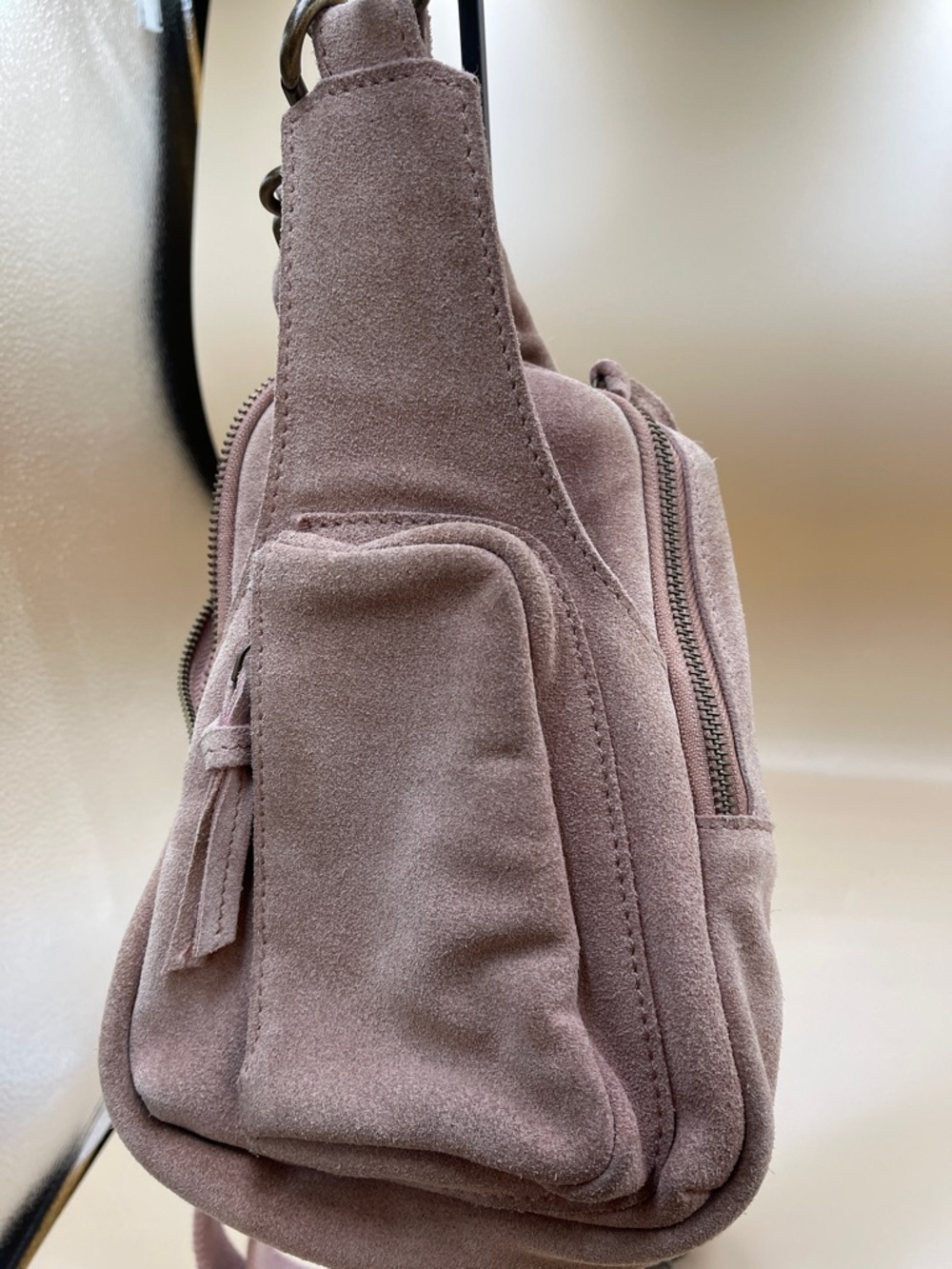 Free People Dusty Rose Tan Suede Crossbody Bag Free People Classic